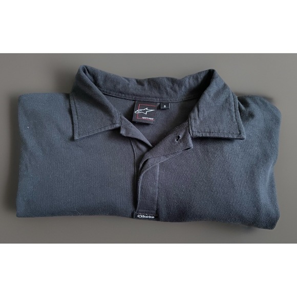 Alpinestars Sportswear RPM Short Sleeve Polo Shirt Black Moto Logo Small JBHS - Picture 11 of 11